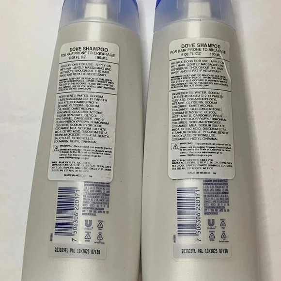Dove Shampoo Dry Hair Anti-Breakage Reconstructive Hair 2-6 fl oz bottles New - Picture 3 of 7